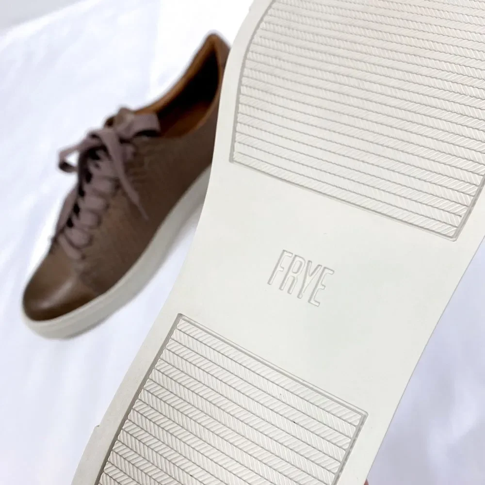 FRYE Ivy Low Lace Leather Embossed Sneakers